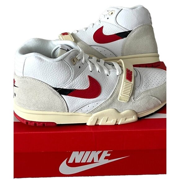 Nike Men\'s Air Trainer 1 Mid Leather Shoes White Black University Red Sizes NIB